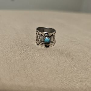 Stamped Sterling Silver Authetic Turquoise Ring